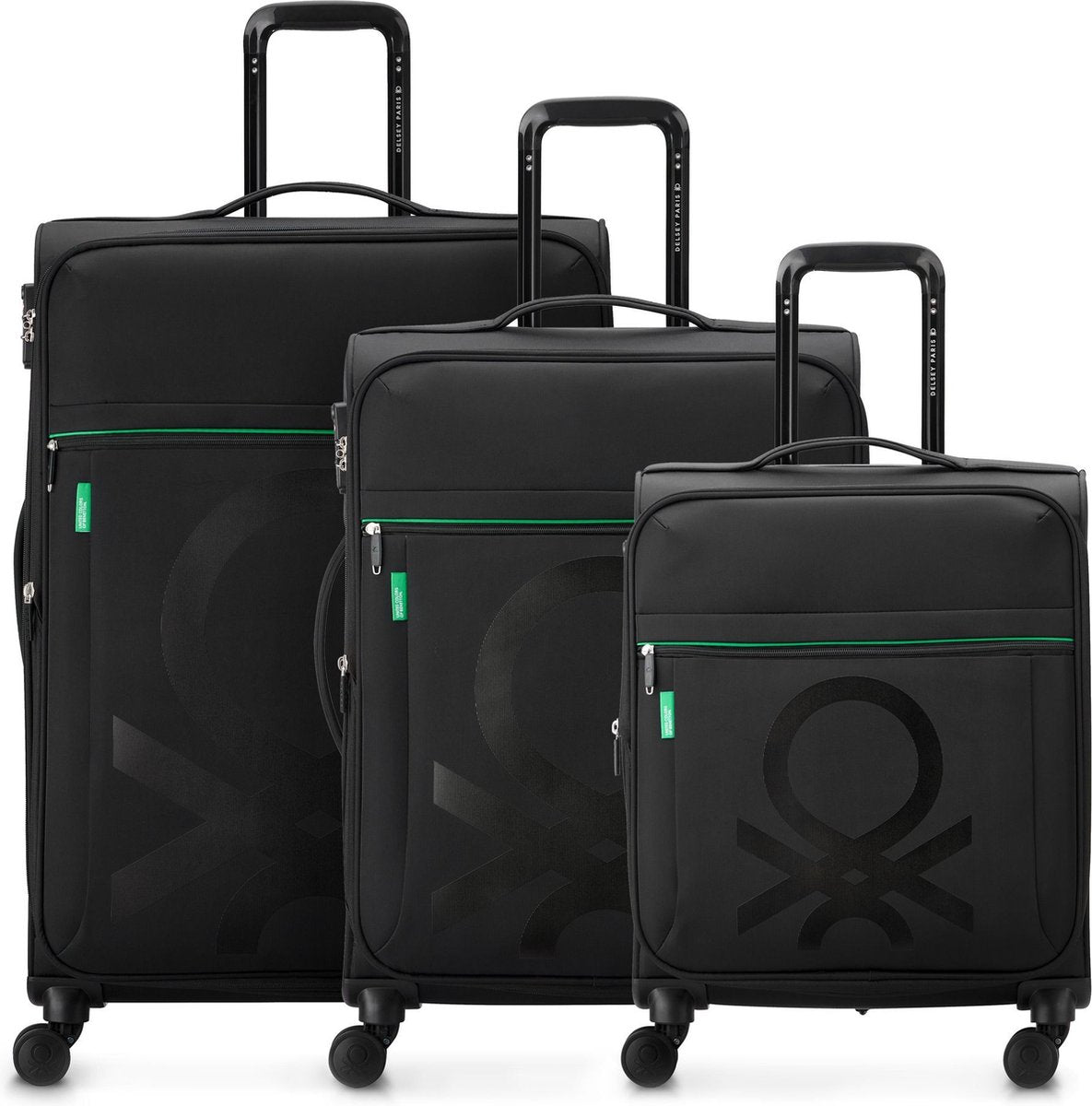 Delsey Paris x United Colors of Benetton Color Block ensemble de valises souples à 4 roues 3 pcs NOIR