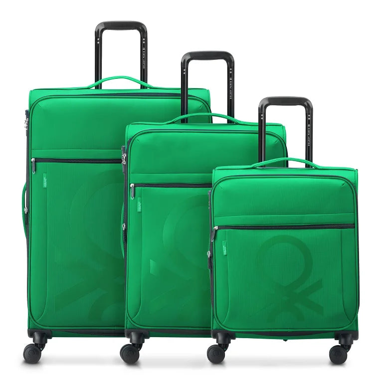 Delsey Paris x United Colors of Benetton Color Block ensemble de valises souples à 4 roues 3 pcs VERT